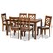 Baxton Studio Mael Modern and Contemporary Grey Fabric and Walnut Brown Finished Wood 7-Piece Dining Set 186-10542-10520-Zoro - alternate 3